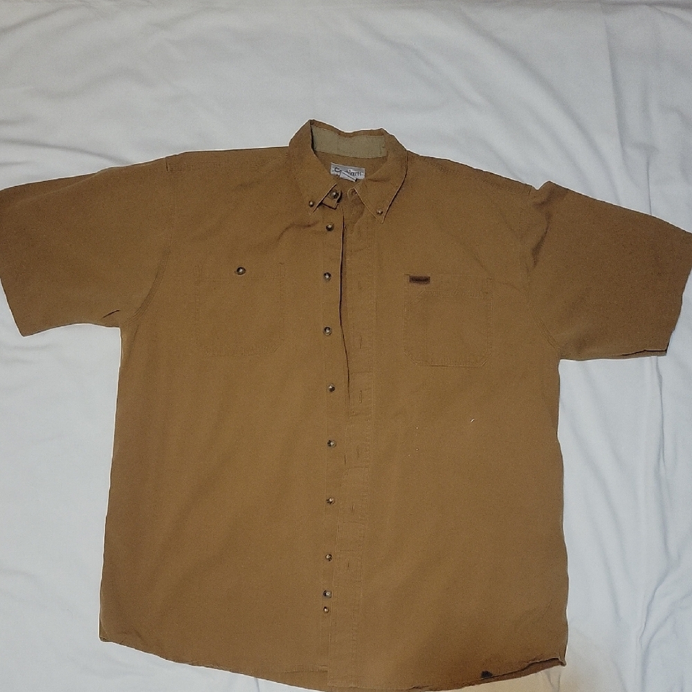 Carhartt Men's Tan Casual Button Down Shirt